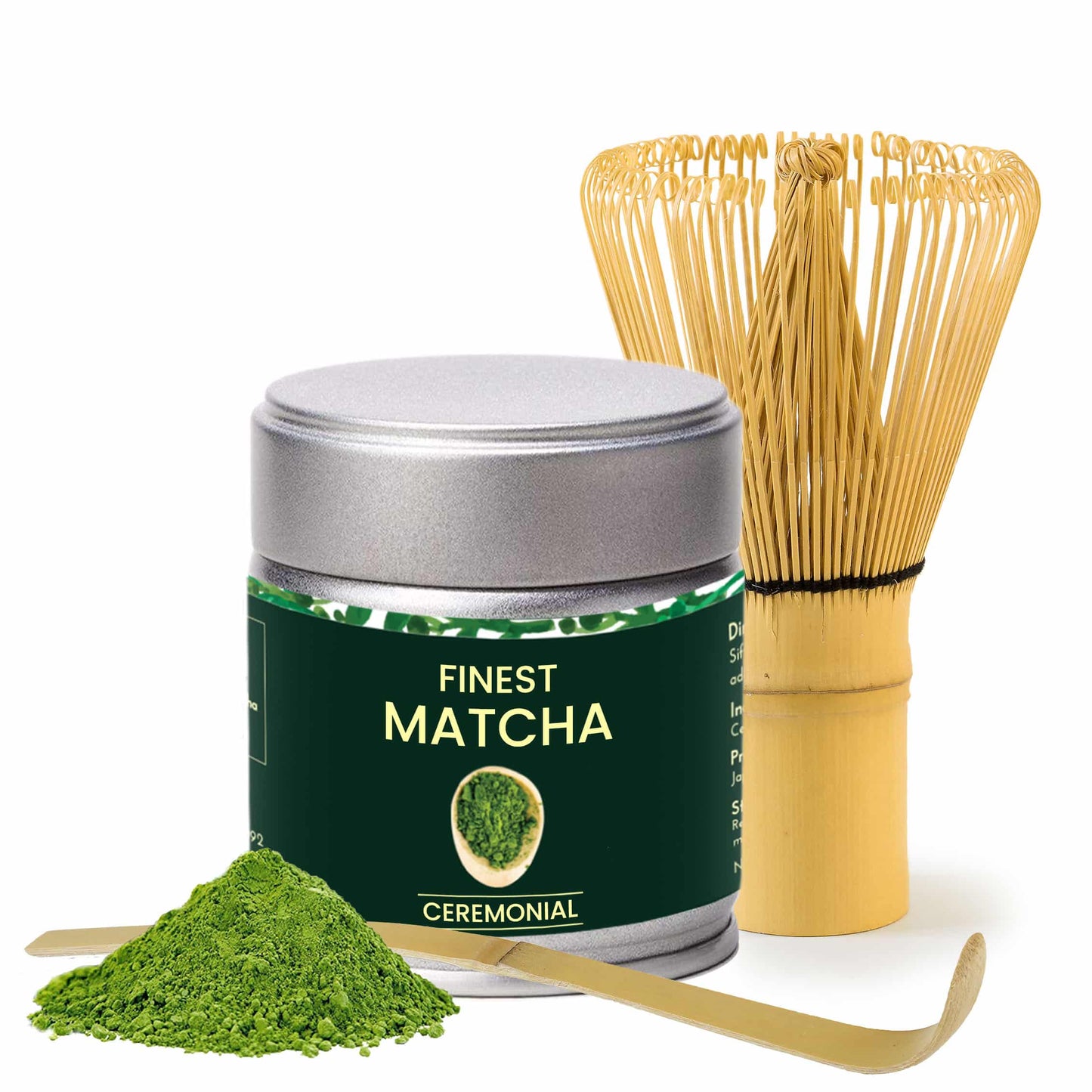 Ceremonial Matcha Green Tea, 30g + Bamboo Whisk + Scoop