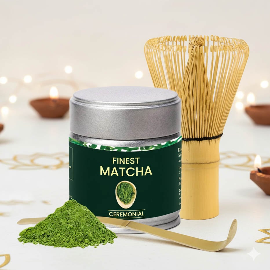 Matcha Starter Kit, (30g Ceremonial Grade Matcha + Bamboo Whisk + Scoop) Gift Set