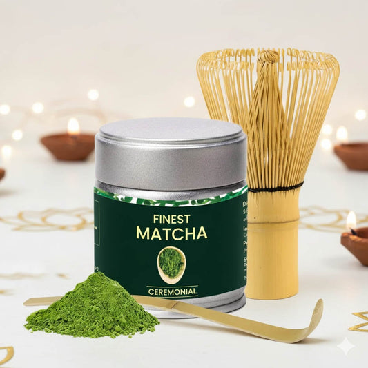 Matcha Starter Kit, (30g Ceremonial Grade Matcha + Bamboo Whisk + Scoop) Gift Set